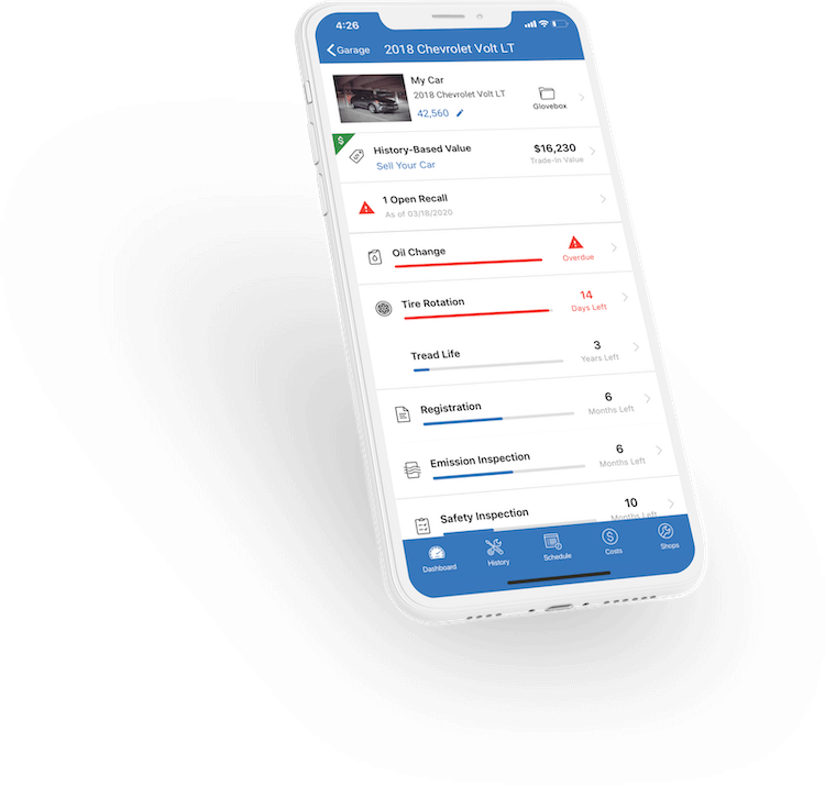 Screenshot of the Car Care home page on a mobile device